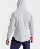 IRON LIFE FITNESS PERFORMANCE SPORTSWEAR HOODED SWEATSHIRT IN GRAY - boopdo