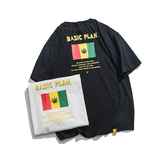 BONJOUR BASIC PLAN JAMAICAN FLAG PRINT CREW NECK T SHIRT - boopdo
