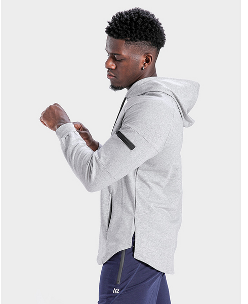 IRON LIFE FITNESS PERFORMANCE SPORTSWEAR HOODED SWEATSHIRT IN GRAY - boopdo