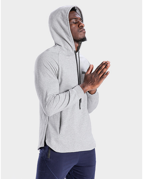 IRON LIFE FITNESS PERFORMANCE SPORTSWEAR HOODED SWEATSHIRT IN GRAY - boopdo