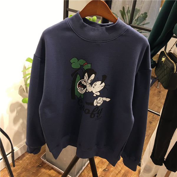 SIMDA HIGH NECK GOOFY PRINT SWEATSHIRT - boopdo