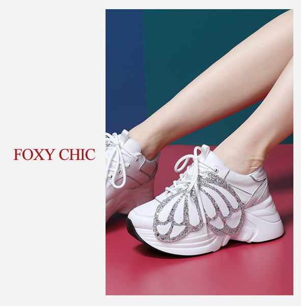 FOXY CHIC DELILAH KATE STYLE CHUNKY SOLE WOMEN SNEAKER WITH WING - boopdo