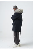 SWAGGER SHOTE MID LENGTH FAUX FUR COLLAR HOODED JACKET - boopdo