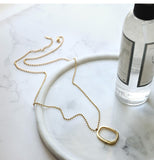 UZL DESIGN GOLD PLATED OVAL PENDANT NECKLACE - boopdo