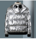 HOODED SUNGLASSES BRIGHT REFLECTIVE DOWN BOMBER JACKET - boopdo