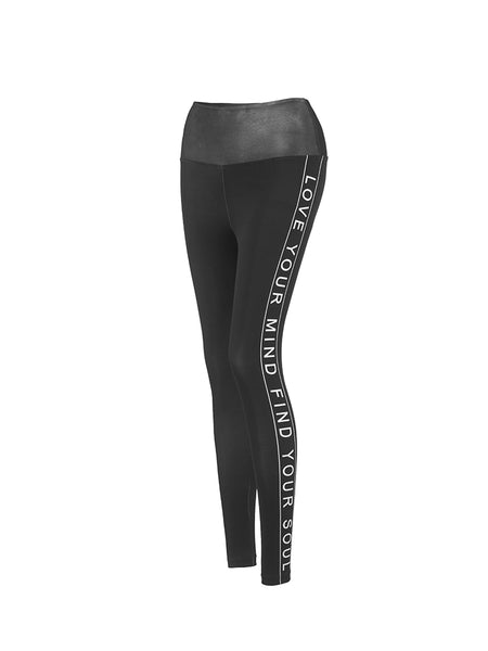 MIP LOVE YOUR MIND FIND YOUR SOUL TAPED SKINNY LEGGINGS - boopdo
