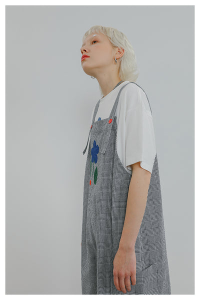 TYAKASHI MINIMAL DUNGAREE JUMPSUIT IN CHECK - boopdo