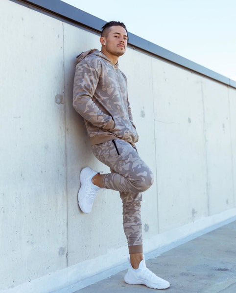 MUSCLE RANGER KING GYM BEAST OUTDOOR HOODIE WITH MATCHING PANTS IN CAMO - boopdo
