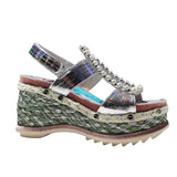 GLIMMOZ KOZZA WEDGED SANDALS WITH BEADS IN MULTI COLOR - boopdo
