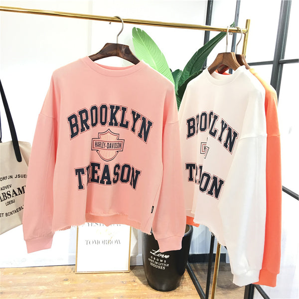 SIMDA RELAXED CROP SWEATSHIRT WITH BROOKLYN TREASON - boopdo