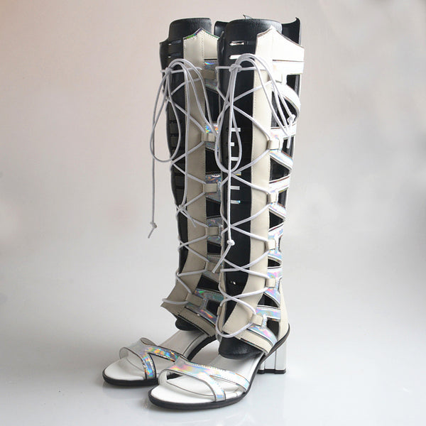 PROVA PERFETTO HUFFO WOFO OPEN TOE KNEE HIGH LEATHER SANDALS - boopdo