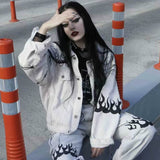 OBITUAR TOKYO ROB ZOMBIE FLAME DENIM JEAN JACKET - boopdo