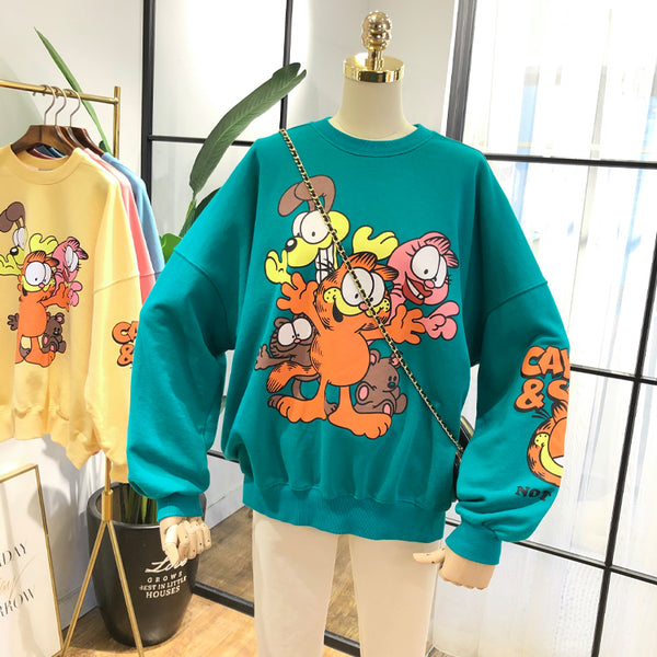 SIMDA GARFIELD OVERSIZED SWEATSHIRT - boopdo