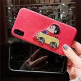 PINK AND RED CAR RIDING APPLE IPHONE SILICONE PROTECTIVE PHONE CASE - boopdo