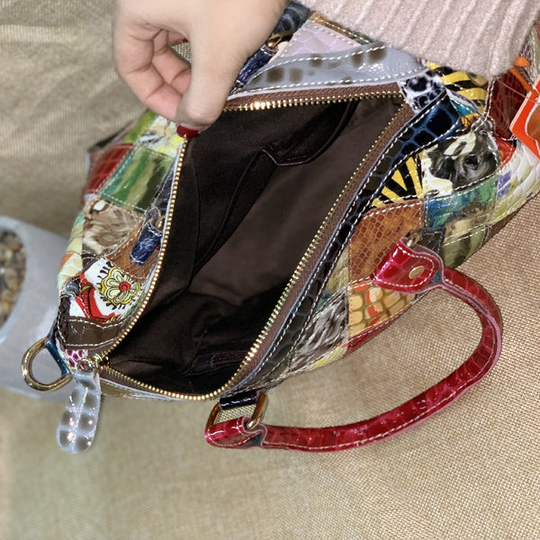 CAERLIF BOOPDO HANDMADE SNAKE LEATHER BAG IN MULTI COLOR - boopdo