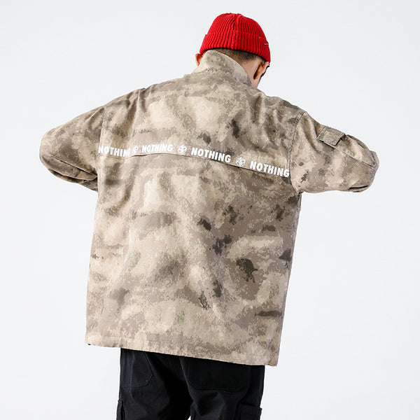 ADAM FREAKO ACEREAPER STAND COLLAR PULLOVER COAT IN DESERT CAMO - boopdo