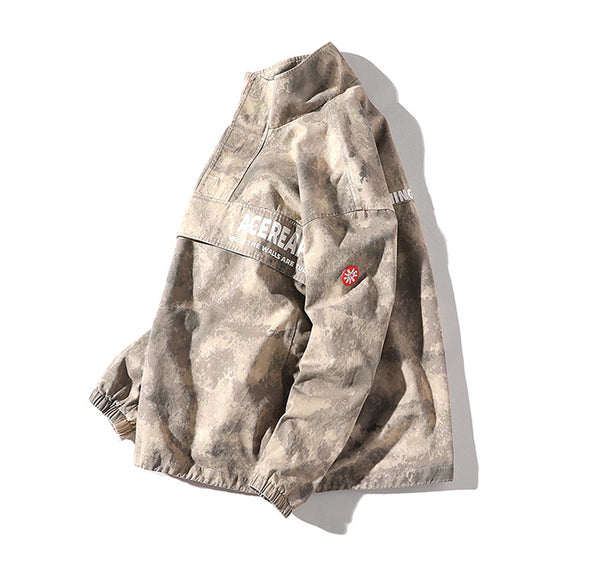 ADAM FREAKO ACEREAPER STAND COLLAR PULLOVER COAT IN DESERT CAMO - boopdo