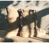 TYT TRENDY SUEDE LACE UP BOOTS WITH CHUNKY CREAM SOLE - boopdo