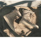 TYT TRENDY SUEDE LACE UP BOOTS WITH CHUNKY CREAM SOLE - boopdo