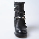 PROVA PERFETTO CROKOA RETRO STYLE KNEE HIGH LEATHER ANKLE BOOTS WITH BELT BUCKLED - boopdo