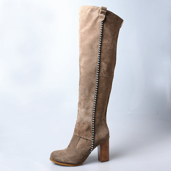 PROVA PERFETTO LISA GOTHO DESIGN THICK SOLED OVER THE KNEE LEATHER BOOTS - boopdo