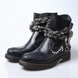 PROVA PERFETTO JENNIE FORZIA STYLE THICK SOLED MOTORCYCLE LEATHER BOOTS - boopdo