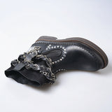 PROVA PERFETTO JENNIE FORZIA STYLE THICK SOLED MOTORCYCLE LEATHER BOOTS - boopdo
