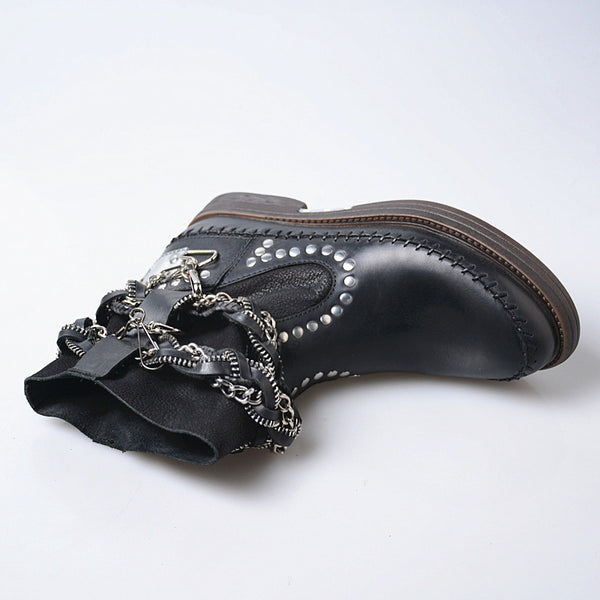 PROVA PERFETTO JENNIE FORZIA STYLE THICK SOLED MOTORCYCLE LEATHER BOOTS - boopdo