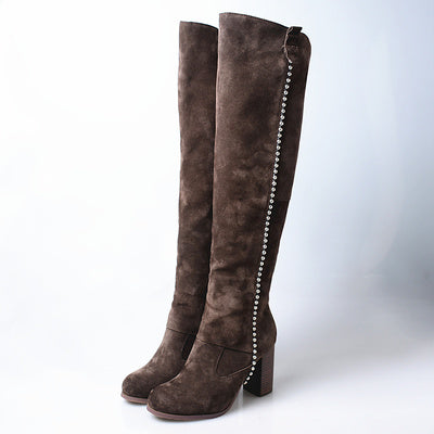 PROVA PERFETTO LISA GOTHO DESIGN THICK SOLED OVER THE KNEE LEATHER BOOTS - boopdo