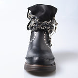 PROVA PERFETTO JENNIE FORZIA STYLE THICK SOLED MOTORCYCLE LEATHER BOOTS - boopdo