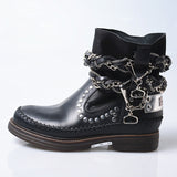 PROVA PERFETTO JENNIE FORZIA STYLE THICK SOLED MOTORCYCLE LEATHER BOOTS - boopdo