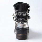PROVA PERFETTO JENNIE FORZIA STYLE THICK SOLED MOTORCYCLE LEATHER BOOTS - boopdo