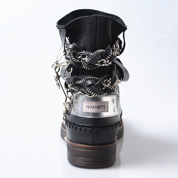 PROVA PERFETTO JENNIE FORZIA STYLE THICK SOLED MOTORCYCLE LEATHER BOOTS - boopdo