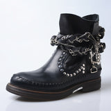 PROVA PERFETTO JENNIE FORZIA STYLE THICK SOLED MOTORCYCLE LEATHER BOOTS - boopdo
