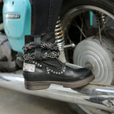 PROVA PERFETTO JENNIE FORZIA STYLE THICK SOLED MOTORCYCLE LEATHER BOOTS - boopdo
