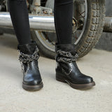 PROVA PERFETTO JENNIE FORZIA STYLE THICK SOLED MOTORCYCLE LEATHER BOOTS - boopdo