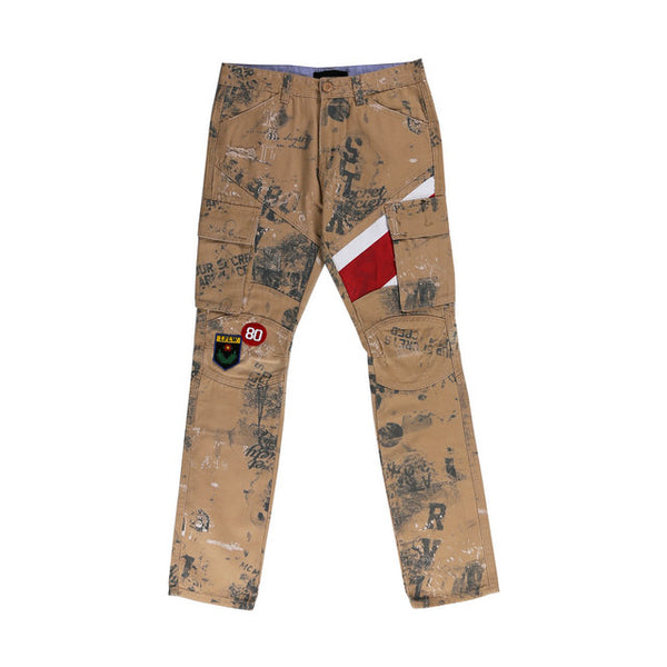BOOPDO TRICOT TRACK PANTS IN KHAKI CAMO WITH CONTRAST COLOR - boopdo