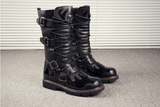 LUZIZA PUNK RAVE BUCKLED CASUAL HIGH BOOTS IN BLACK - boopdo