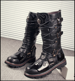 LUZIZA PUNK RAVE BUCKLED CASUAL HIGH BOOTS IN BLACK - boopdo