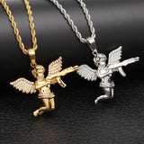 TREVORZA ZIRCON ANGEL LOVE FIGURE NECKLACE - boopdo