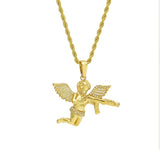 TREVORZA ZIRCON ANGEL LOVE FIGURE NECKLACE - boopdo