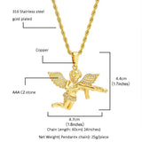 TREVORZA ZIRCON ANGEL LOVE FIGURE NECKLACE - boopdo