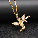 TREVORZA ZIRCON ANGEL LOVE FIGURE NECKLACE - boopdo