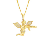 TREVORZA ZIRCON ANGEL LOVE FIGURE NECKLACE - boopdo
