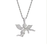 TREVORZA ZIRCON ANGEL LOVE FIGURE NECKLACE - boopdo