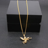 TREVORZA ZIRCON ANGEL LOVE FIGURE NECKLACE - boopdo