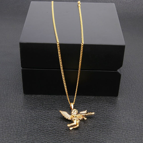 TREVORZA ZIRCON ANGEL LOVE FIGURE NECKLACE - boopdo
