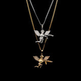TREVORZA ZIRCON ANGEL LOVE FIGURE NECKLACE - boopdo