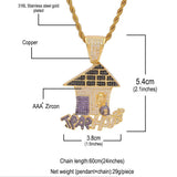 TREVORAZ ZUBA ZIRCON TRAP HOUSE PENDANT NECKLACE - boopdo