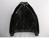 BRIGHT PU LEATHER JACKET WITH CONTRAST TIPPING - boopdo